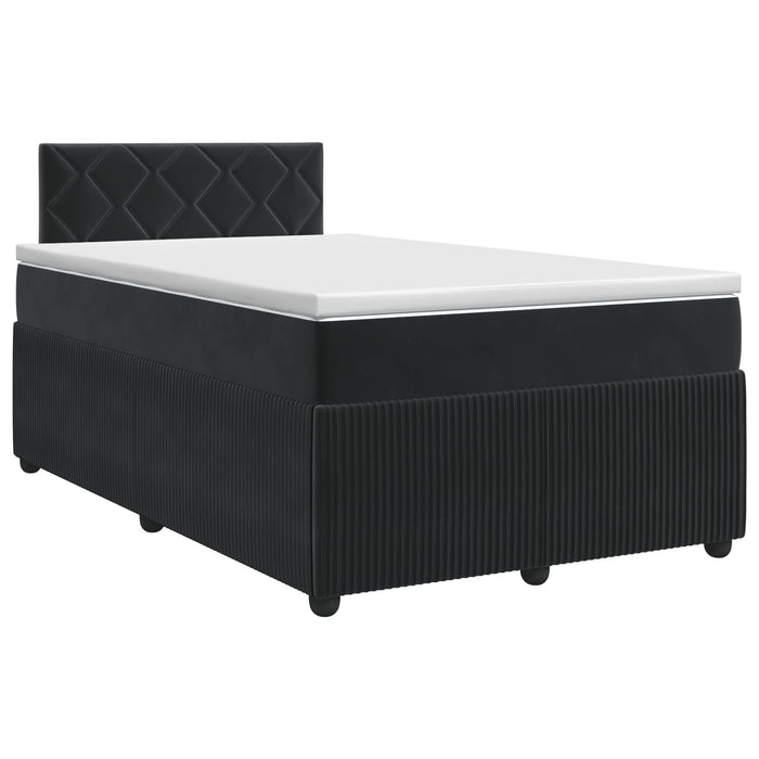 Pat boxspring cu saltea cu headboard Negru 120 x 200 cm Catifea WALTI