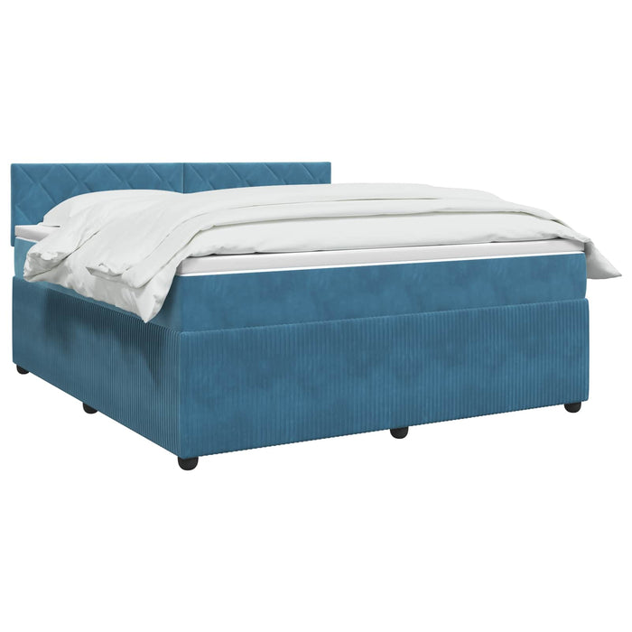 Pat boxspring cu saltea Albastru închis 140 x 190 cm Catifea WALTI