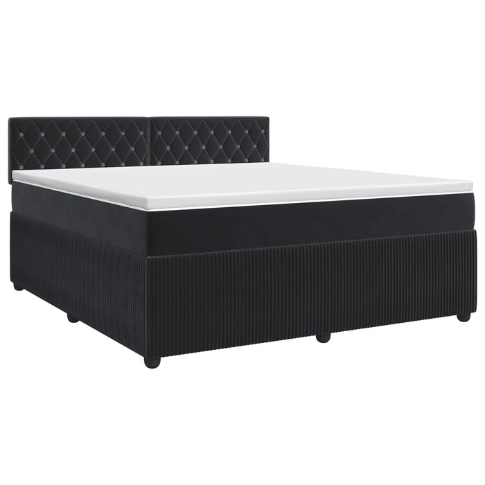 Pat boxspring cu saltea cu headboard Negru 140 x 200 cm Catifea WALTI