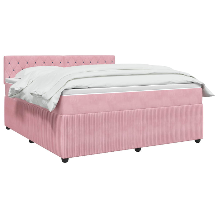 Pat boxspring cu saltea cu headboard Roz 140 x 200 cm Catifea WALTI