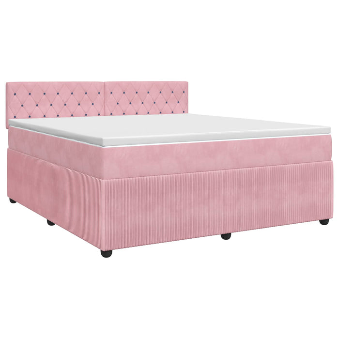 Pat boxspring cu saltea cu headboard Roz 160 x 200 cm Catifea WALTI