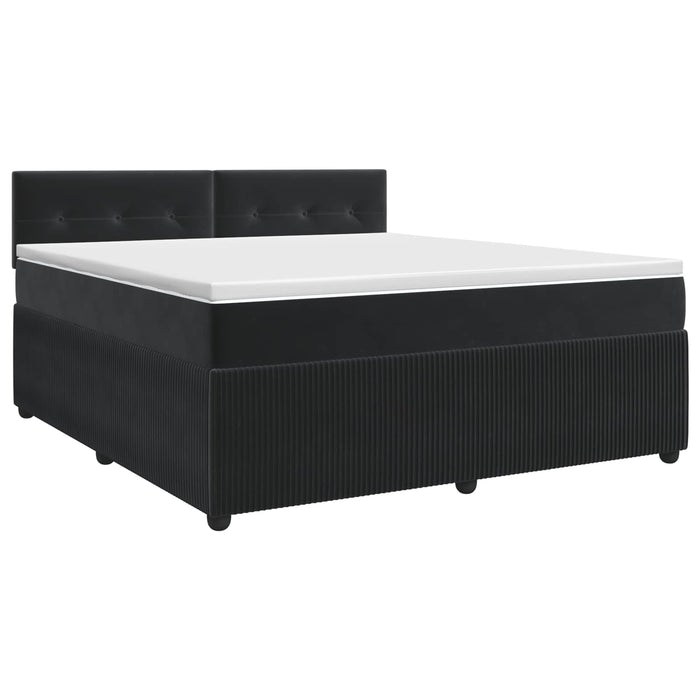 Pat boxspring cu saltea cu headboard Negru 160 x 200 cm Catifea - WALTI WALTI