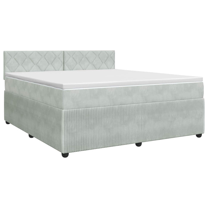 Pat boxspring cu saltea Gri deschis 160 x 200 cm Catifea - WALTI WALTI