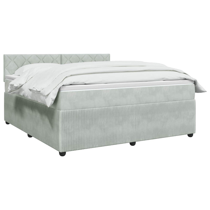 Pat boxspring cu saltea Gri deschis 160 x 200 cm Catifea - WALTI WALTI