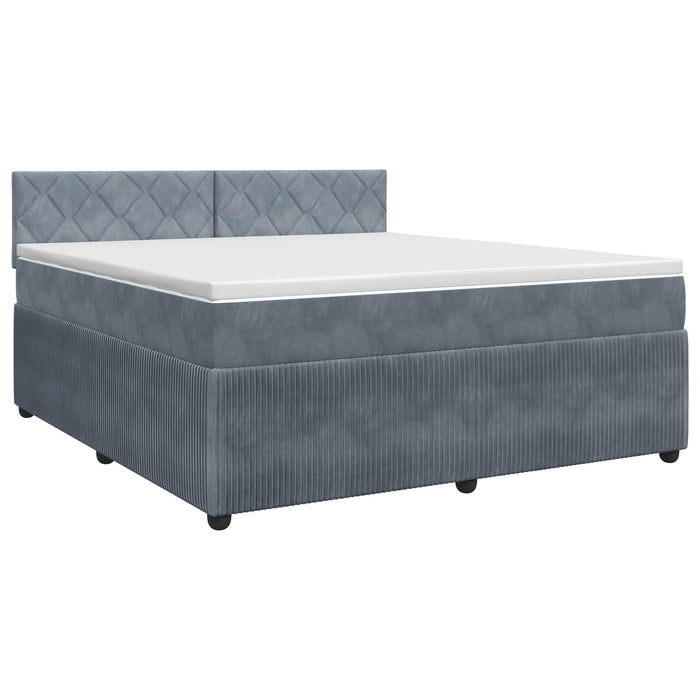Pat boxspring cu saltea Gri închis 160 x 200 cm Catifea WALTI