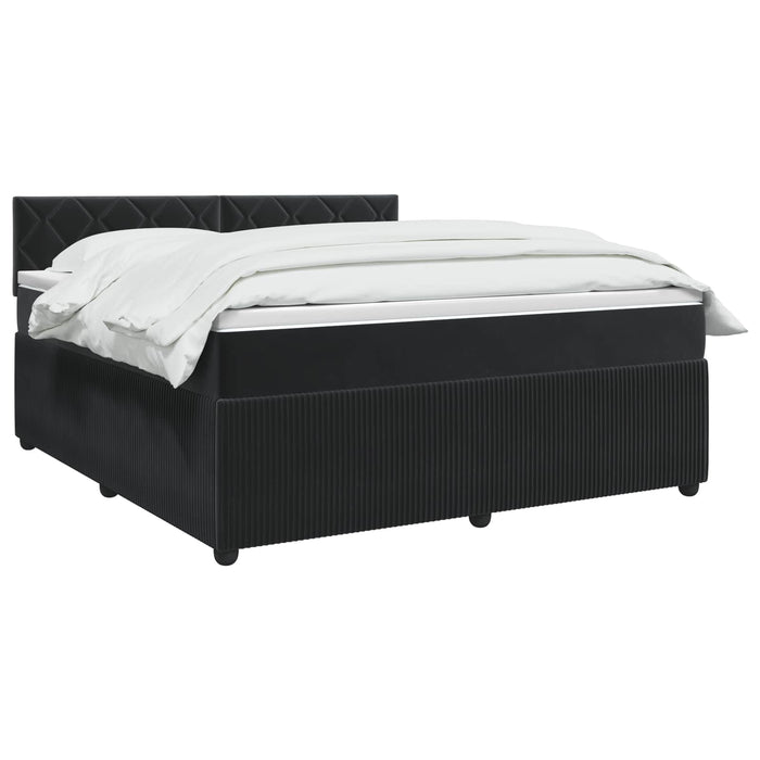 Pat boxspring cu saltea cu headboard Negru 160 x 200 cm Catifea - WALTI WALTI