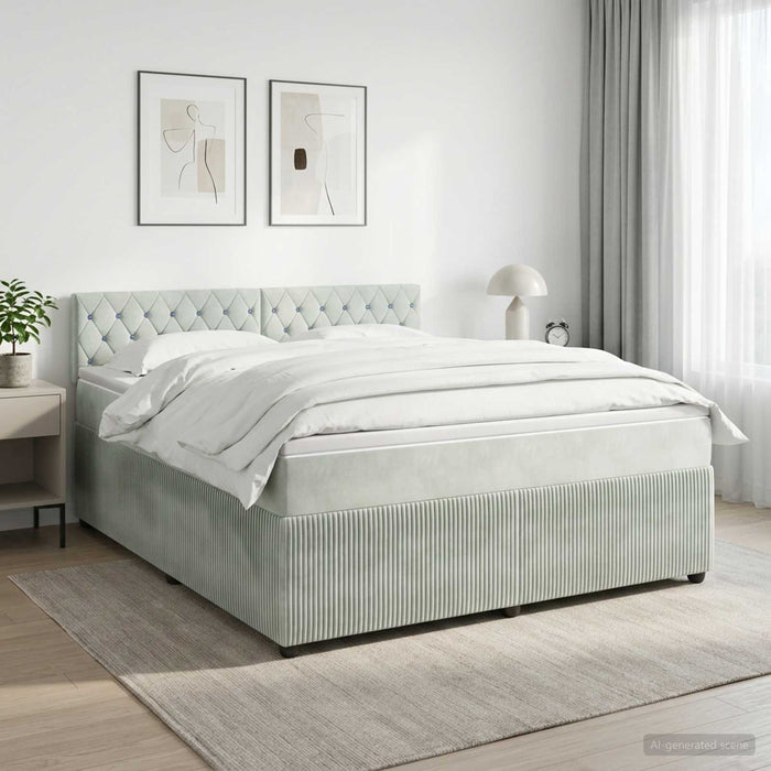 Pat boxspring cu saltea Gri deschis 180 x 200 cm Catifea - WALTI WALTI