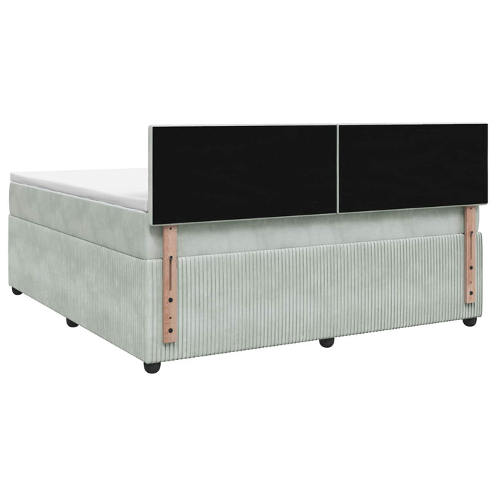 Pat boxspring cu saltea Gri deschis 180 x 200 cm Catifea - WALTI WALTI