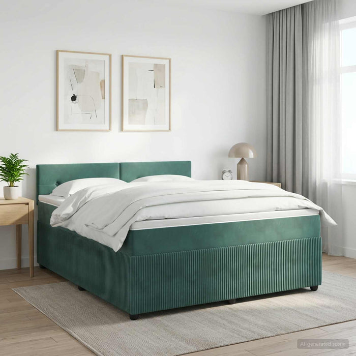 Pat boxspring cu saltea Verde închis 160 x 200 cm Catifea - WALTI WALTI