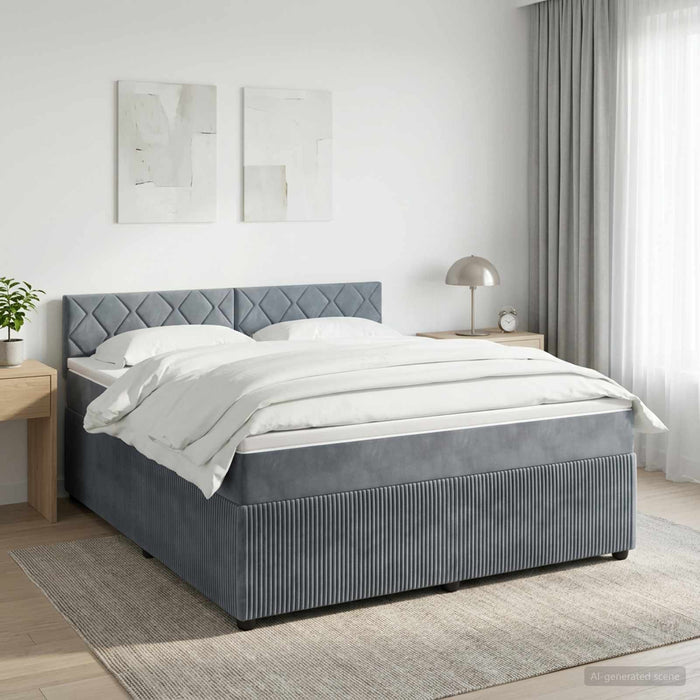 Pat boxspring cu saltea Gri închis 160 x 200 cm Catifea WALTI