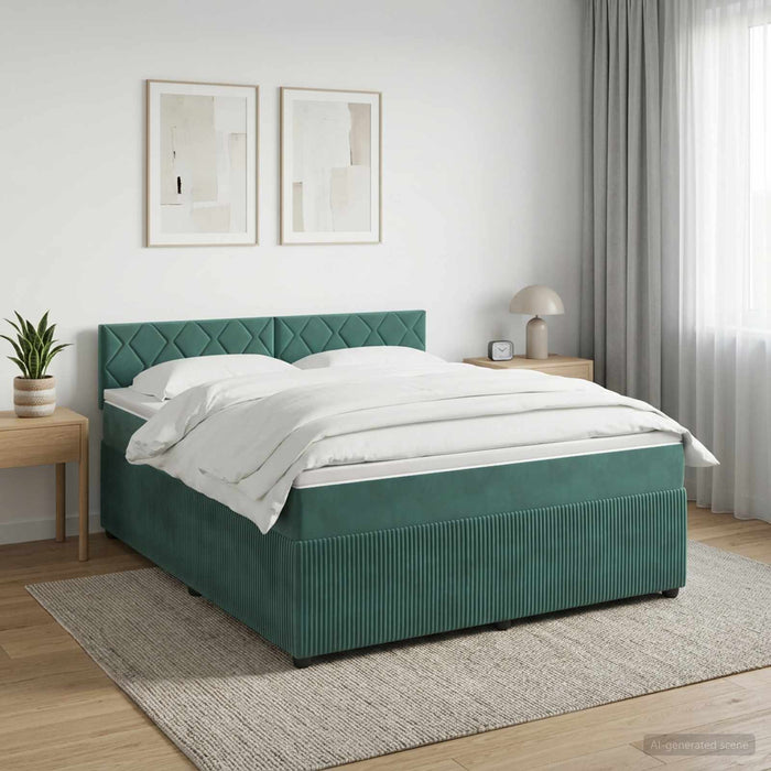 Pat boxspring cu saltea Verde închis 180 x 200 cm Catifea WALTI