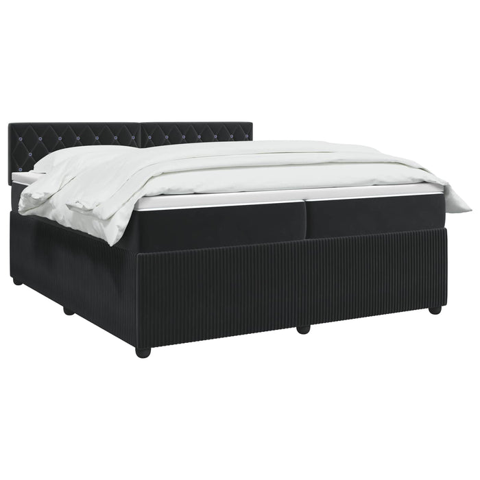 Pat boxspring cu saltea cu headboard Negru 200 x 200 cm Catifea - WALTI WALTI
