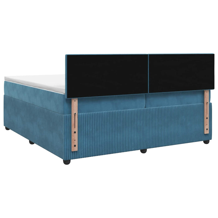 Pat boxspring cu saltea Albastru închis 200 x 200 cm Catifea - WALTI WALTI