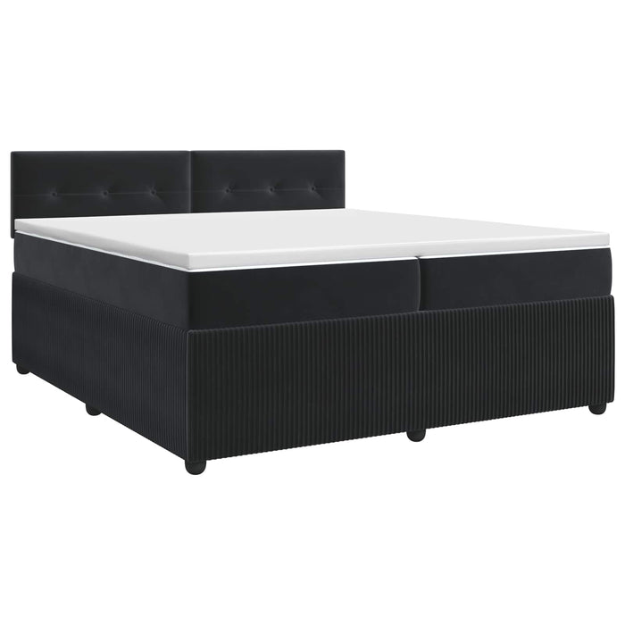 Pat boxspring cu saltea cu headboard Negru 200 x 200 cm Catifea - WALTI WALTI