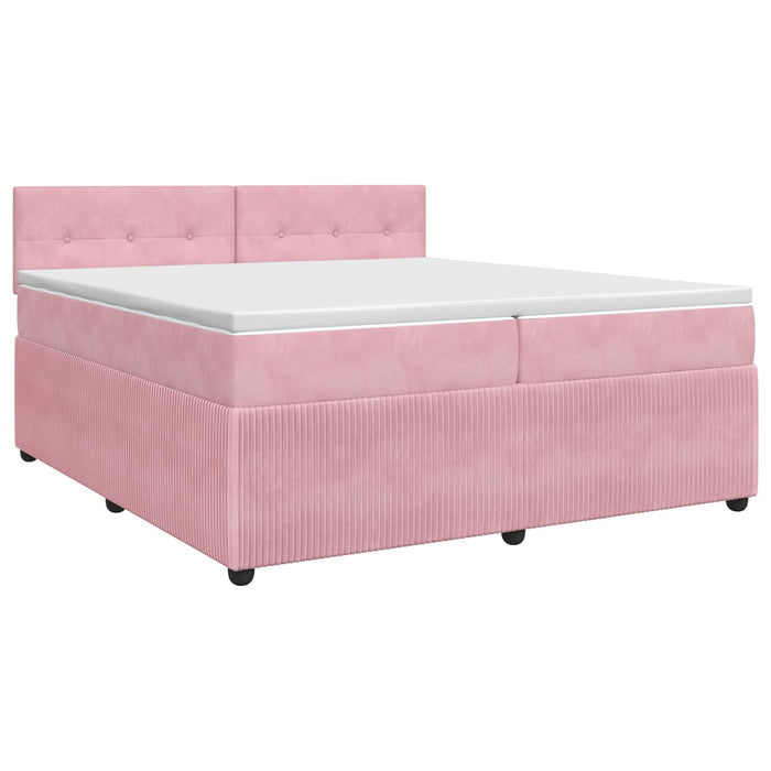 Pat boxspring cu saltea cu headboard Roz 200 x 200 cm Catifea - WALTI WALTI