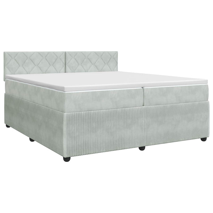 Pat boxspring cu saltea Gri deschis 200 x 200 cm Catifea - WALTI WALTI
