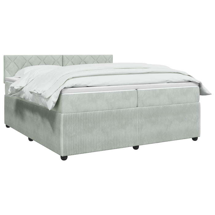 Pat boxspring cu saltea Gri deschis 200 x 200 cm Catifea - WALTI WALTI