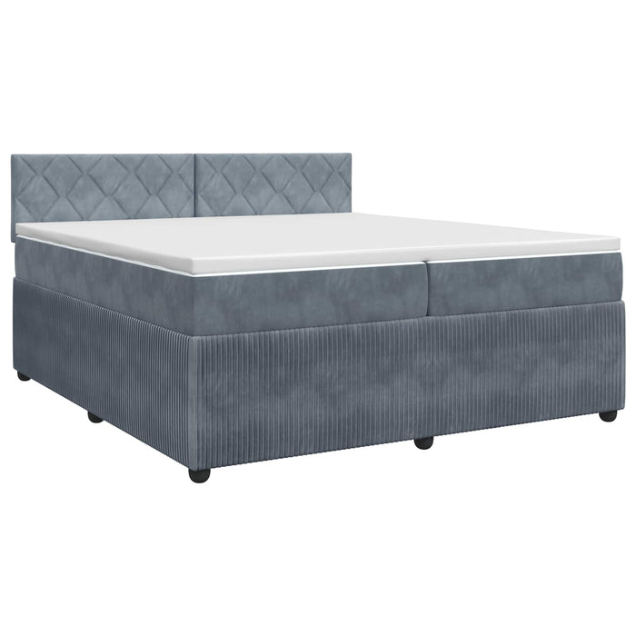 Pat boxspring cu saltea Gri închis 200 x 200 cm Catifea WALTI