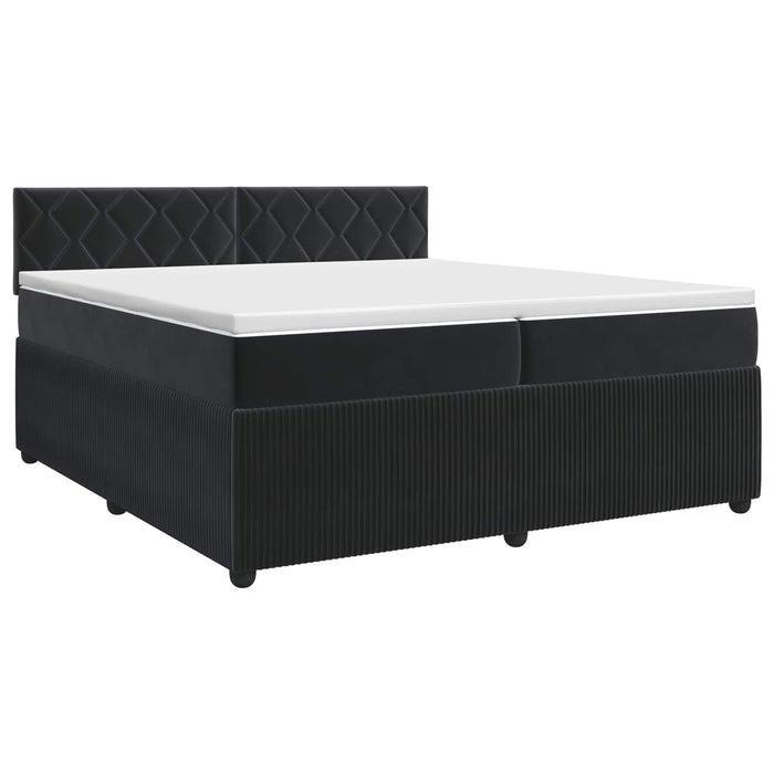 Pat boxspring cu saltea cu headboard Negru 200 x 200 cm Catifea - WALTI WALTI