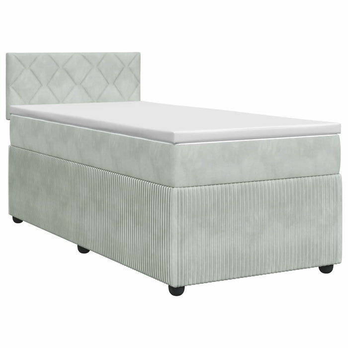 Pat boxspring cu saltea Gri deschis 90 x 190 cm Catifea WALTI