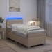 Pat box spring cu saltea și LED Crem 90 x 190 cm Țesătură - WALTI WALTI