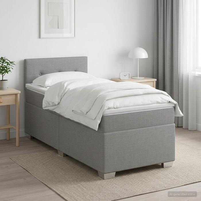 Pat box spring cu saltea și LED Gri deschis 100 x 200 cm - WALTI WALTI