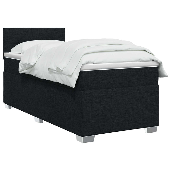 Pat box spring cu saltea și LED Negru 80 x 200 cm Țesătură WALTI