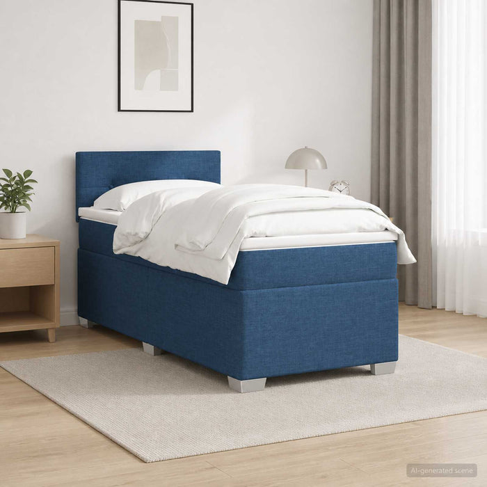 Pat box spring cu saltea și LED albastru 80 x 200 cm Țesătură - WALTI WALTI