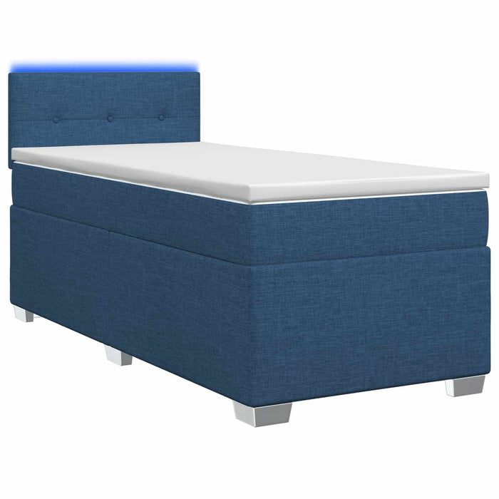 Pat box spring cu saltea și LED albastru 80 x 200 cm Țesătură - WALTI WALTI