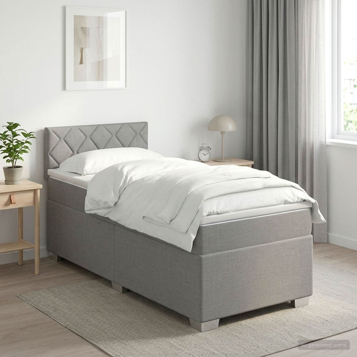 Pat box spring cu saltea și LED Gri deschis 100 x 200 cm WALTI