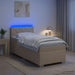 Pat box spring cu saltea și LED Crem 100 x 200 cm Țesătură - WALTI WALTI