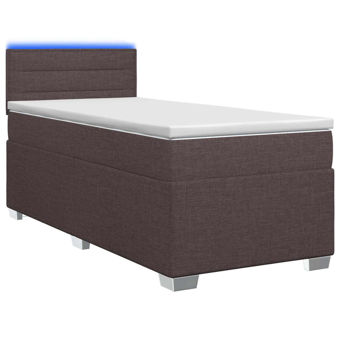 Pat box spring cu saltea și LED Maro închis 90 x 190 cm WALTI