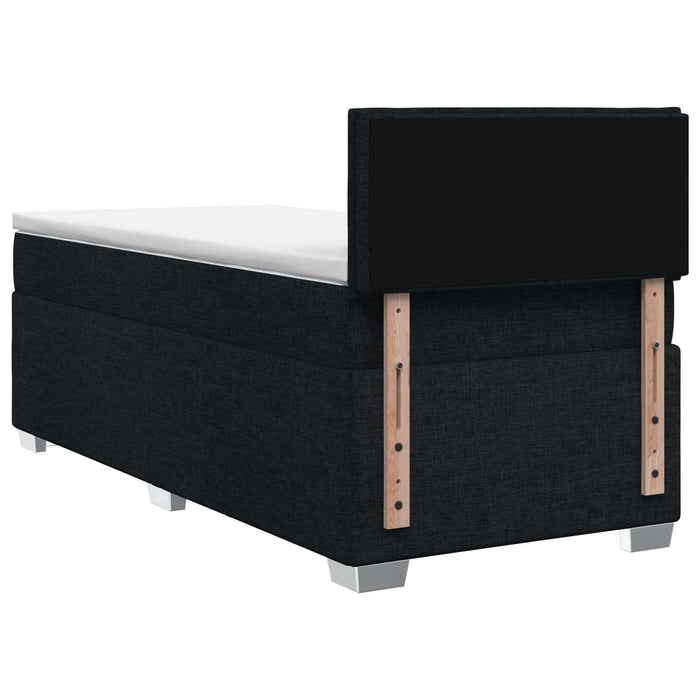 Pat box spring cu saltea și LED Negru 90 x 190 cm Țesătură WALTI