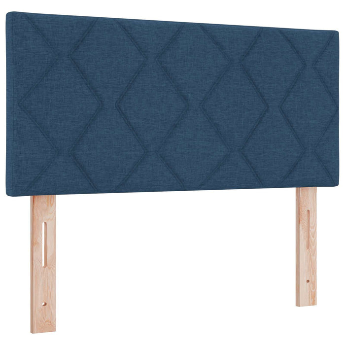 Pat box spring cu saltea și LED albastru 90 x 190 cm Țesătură WALTI