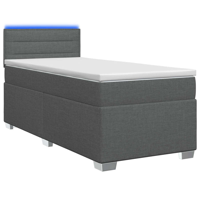 Pat box spring cu saltea și LED Gri închis 100 x 200 cm WALTI