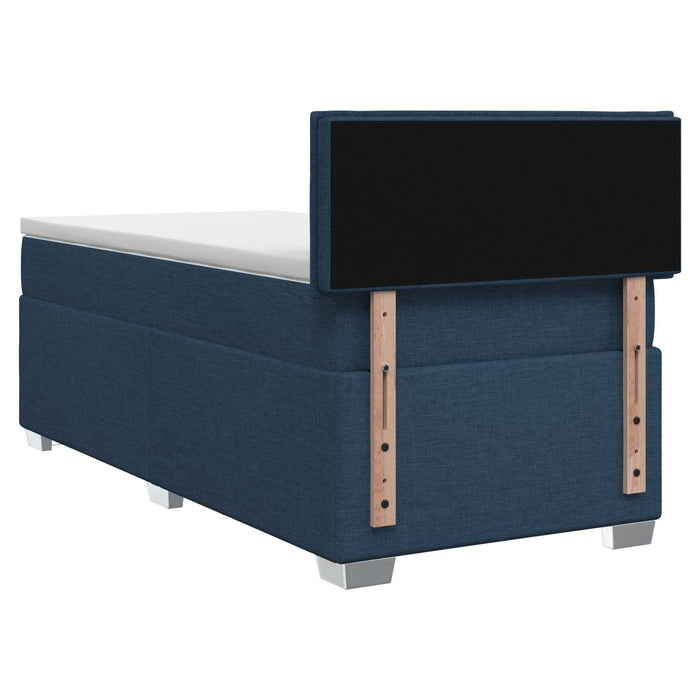 Pat box spring cu saltea și LED albastru 100 x 200 cm Țesătură WALTI