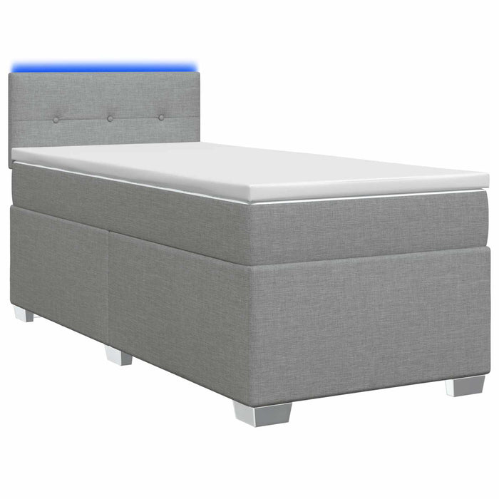 Pat box spring cu saltea și LED Gri deschis 100 x 200 cm - WALTI WALTI