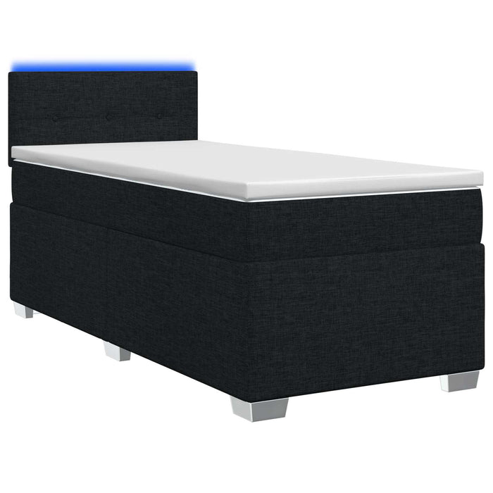 Pat box spring cu saltea și LED Negru 100 x 200 cm Țesătură WALTI