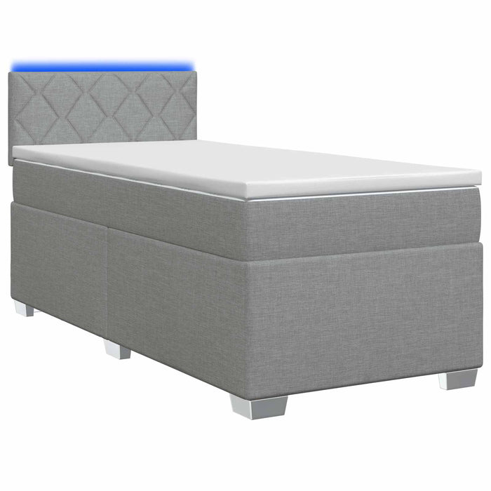 Pat box spring cu saltea și LED Gri deschis 100 x 200 cm WALTI