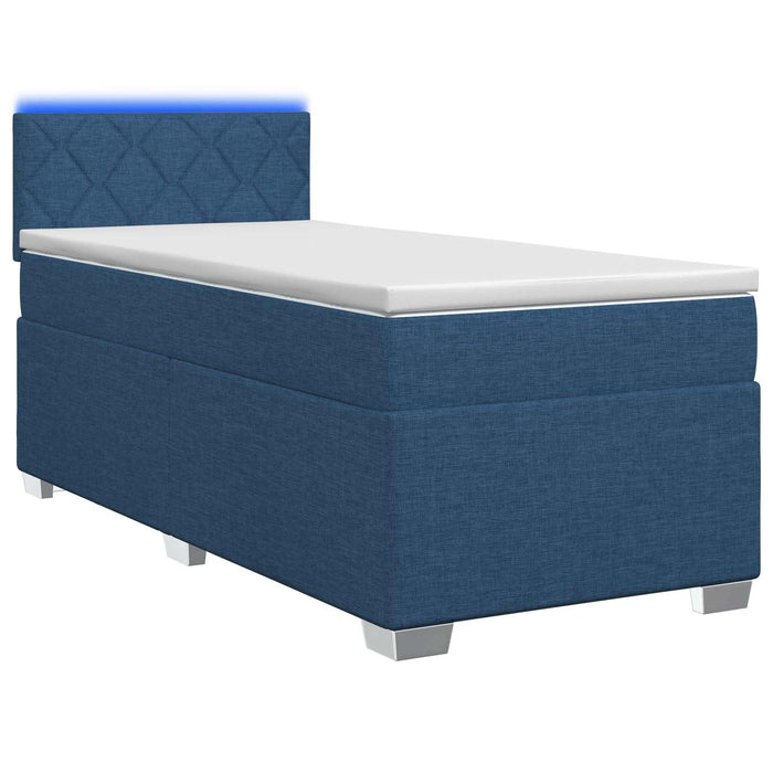 Pat box spring cu saltea și LED albastru 100 x 200 cm Țesătură WALTI