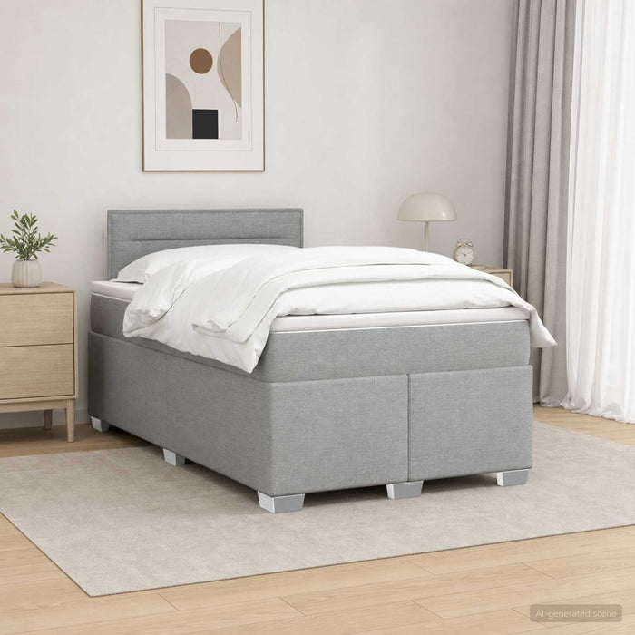 Pat box spring cu saltea și LED Gri deschis 120 x 190 cm - WALTI WALTI