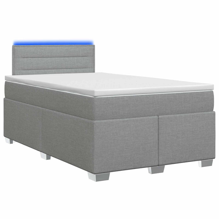 Pat box spring cu saltea și LED Gri deschis 120 x 190 cm - WALTI WALTI
