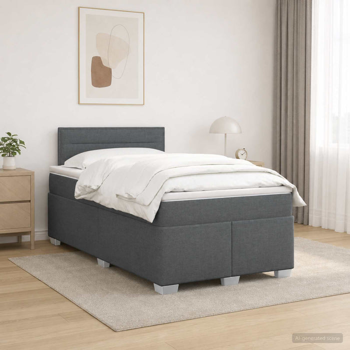 Pat box spring cu saltea și LED Gri închis 120 x 200 cm - WALTI WALTI