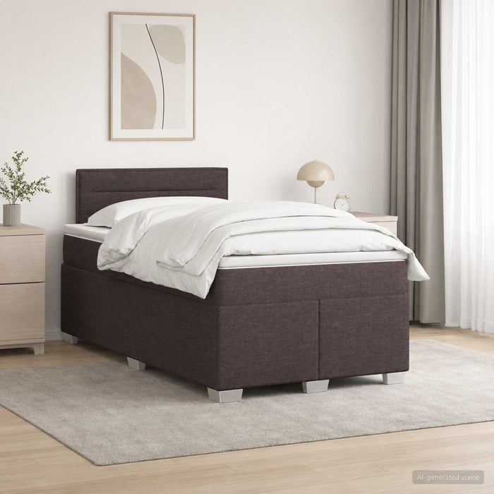 Pat box spring cu saltea și LED Maro închis 120 x 190 cm WALTI