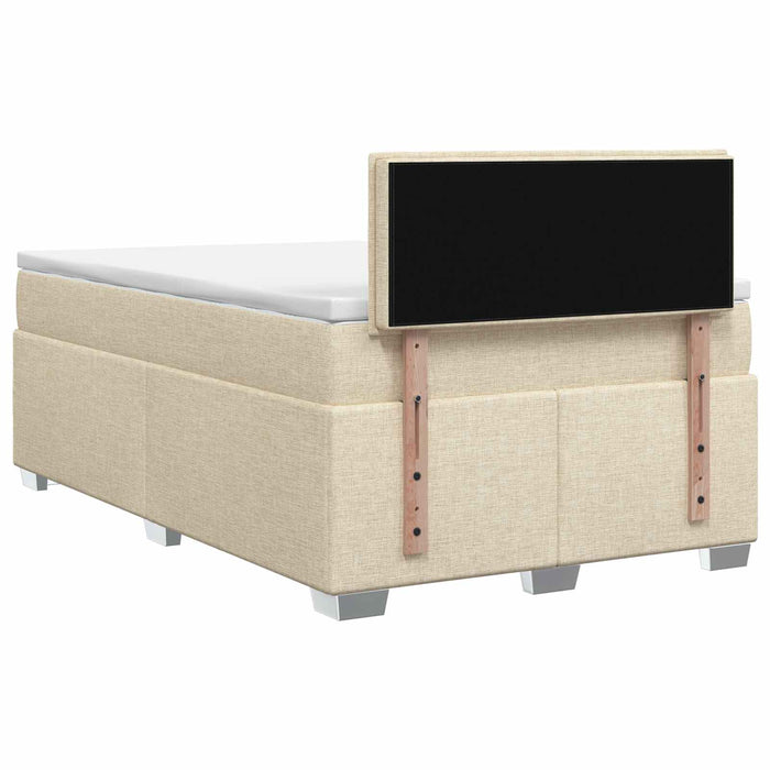 Pat box spring cu saltea și LED Crem 120 x 190 cm Țesătură WALTI