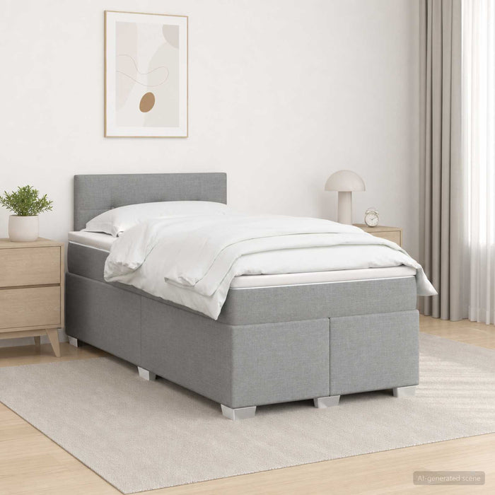 Pat box spring cu saltea și LED Gri deschis 120 x 190 cm - WALTI WALTI