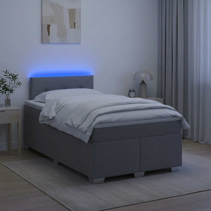 Pat box spring cu saltea și LED Gri deschis 120 x 190 cm - WALTI WALTI