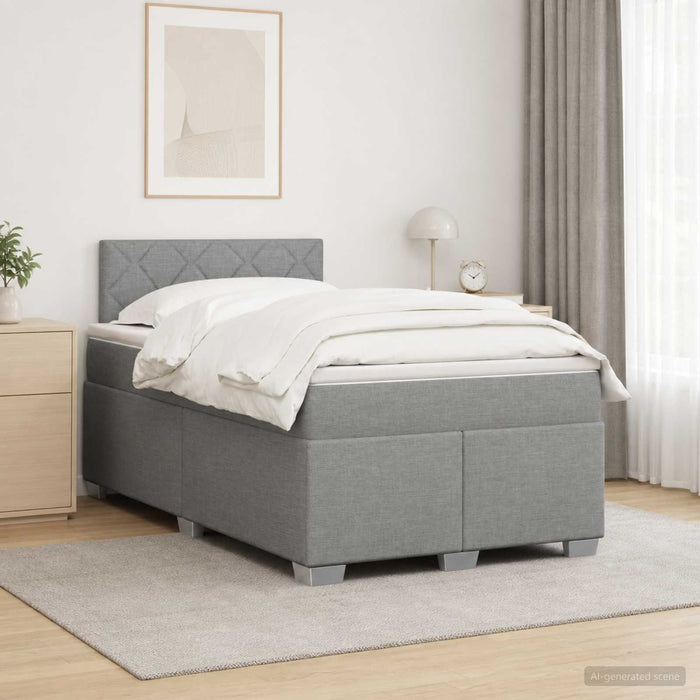 Pat box spring cu saltea și LED Gri deschis 120 x 190 cm WALTI