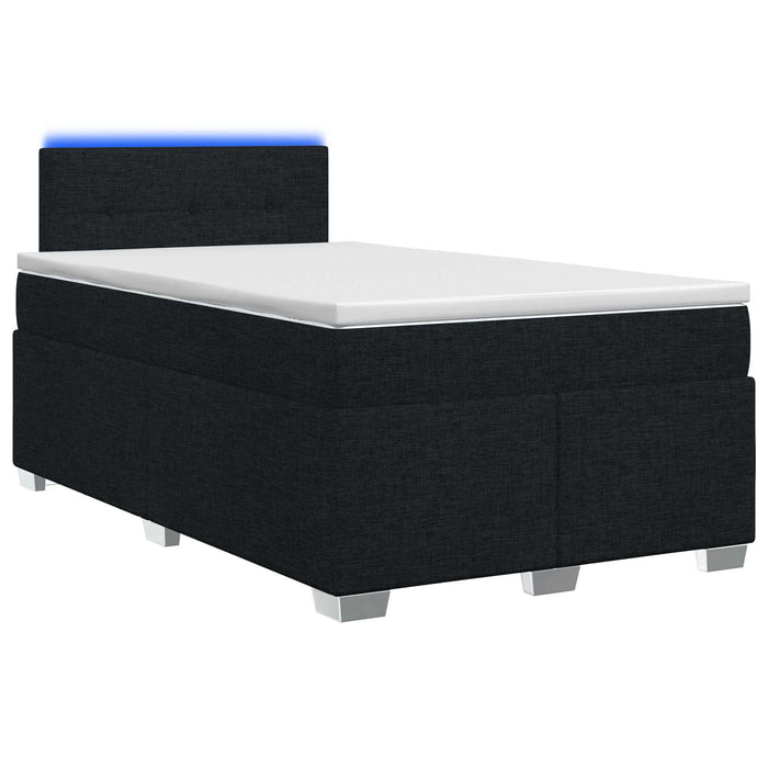 Pat box spring cu saltea și LED Negru 120 x 200 cm Țesătură WALTI