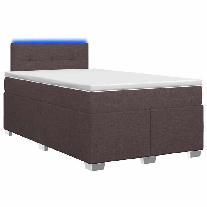 Pat box spring cu saltea și LED Maro închis 120 x 200 cm WALTI